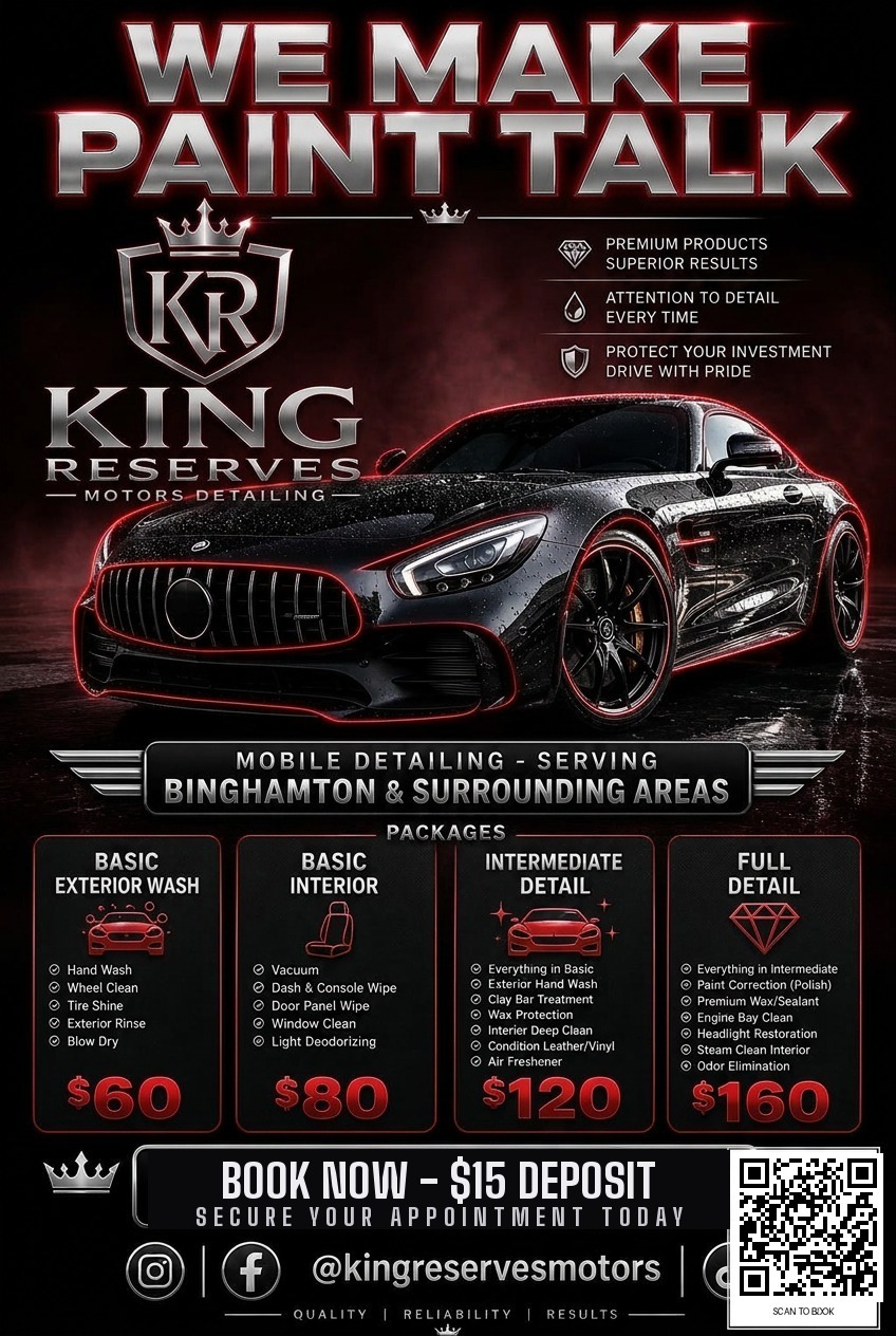 King Reserves Motors Detailing packages flyer
